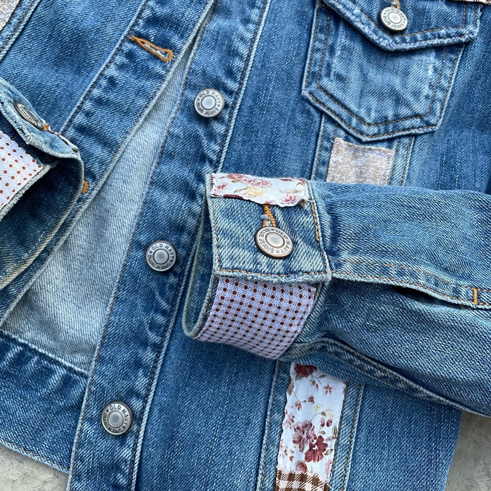 Angel wings embroidered patchwork upcycled jean jacket y2k - Picture 7 of 15